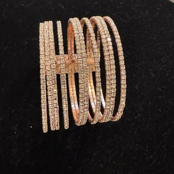 Anne Klein Elegant RoseGold and Silver Rhinestones Women's Bracelet - Picture 1 of 7